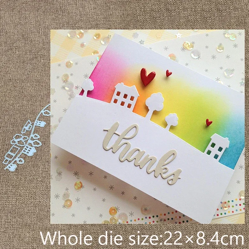

XLDesign Craft Metal stencil mold Cutting Dies Little Town Border scrapbook die cuts Album Paper Card Craft Embossing