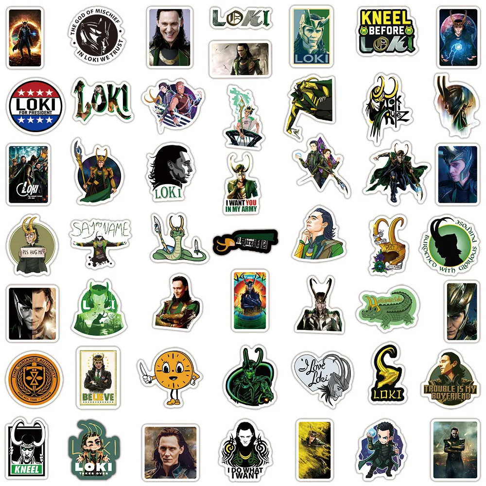 10/30/50PCS Marvel The Avengers Loki Stickers Disney Movie Decals DIY Phone Laptop Luggage Skateboard Bike Waterproof Kids Toys