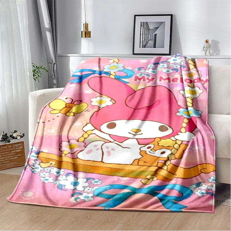 Sanrio Melody Kawaii Melo Cartoon Girl Gift Soft Flannel Blankets,Throw Blanket Comfortable Blanket for Beds Sofa Home Bedroom