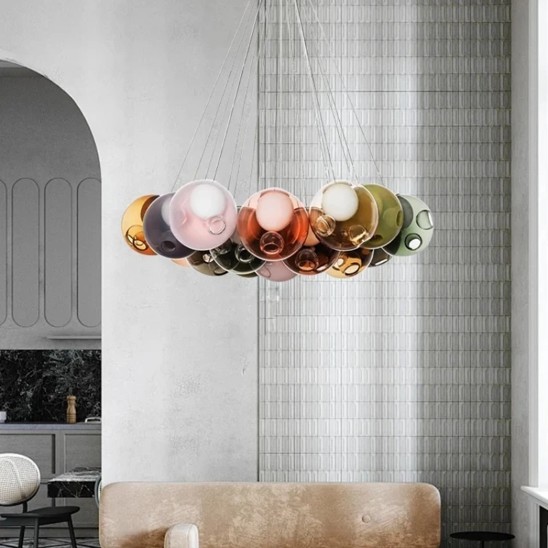الأمريكية الملونة كرات زجاجية مُثبتة في السقف ضوء ديكور المنزل غرفة المعيشة غرفة نوم المطبخ مطعم خمر مصابيح معلقة #3