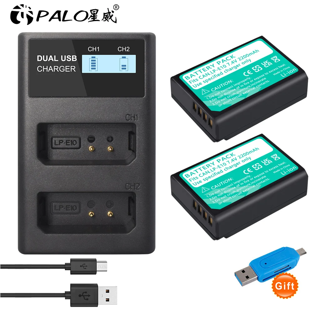 

LP-E10 LP E10 LPE10 Camera Batteries+LCD USB Dual Charger for Canon EOS 1100D 1200D 1300D Kiss X50 X70 X80 Rebel T3 T5 T6 L10