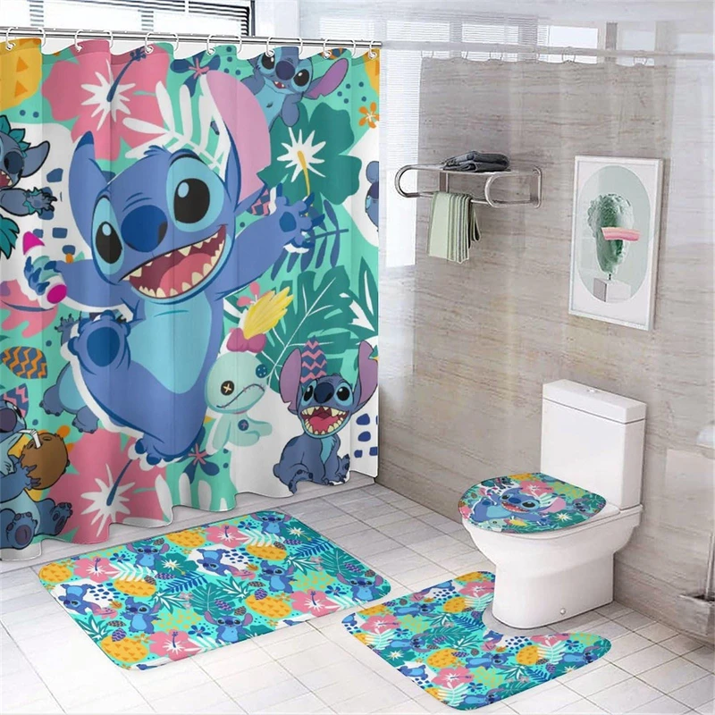 Shower Curtain Stitch Carpet Toilet Mat Waterproof Splash Protection Floor Curtain Bathroom Accessories Multi Sizes