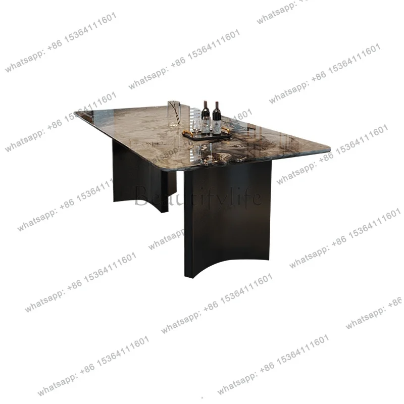 

New light luxury high-end marble dining table modern simple rectangular household dining table