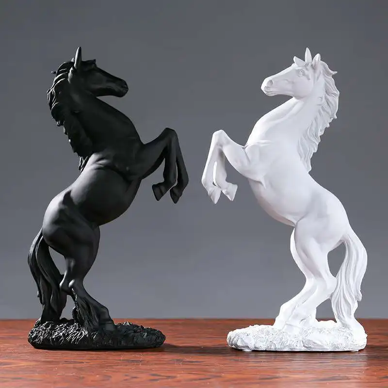 Resin Statue Golden White Black Horse Figure Nordic Abstract Ornaments For Figurines  For Interior Sculpture Room Home Decor