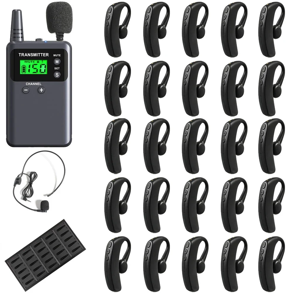 Wirelesslinkx Wireless Whisper Audio Tour Guide System with Magenetic Charging for Factory Group Tour Simultaneous Translation