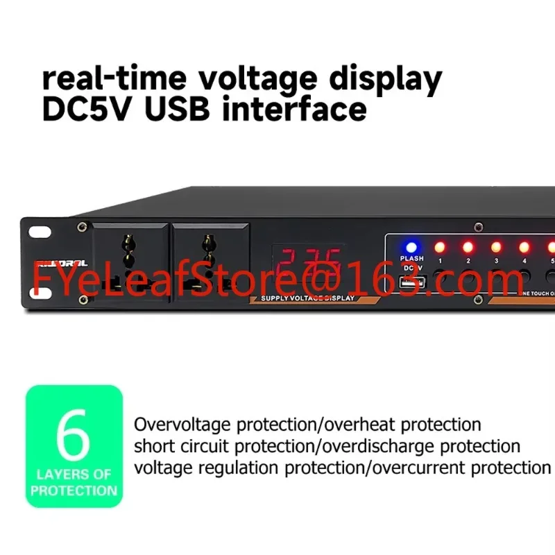 AS810 30A Audio Power Regulator 8-Channel Power Management Sequencer with Separate Air Switch Power Sequence Controller