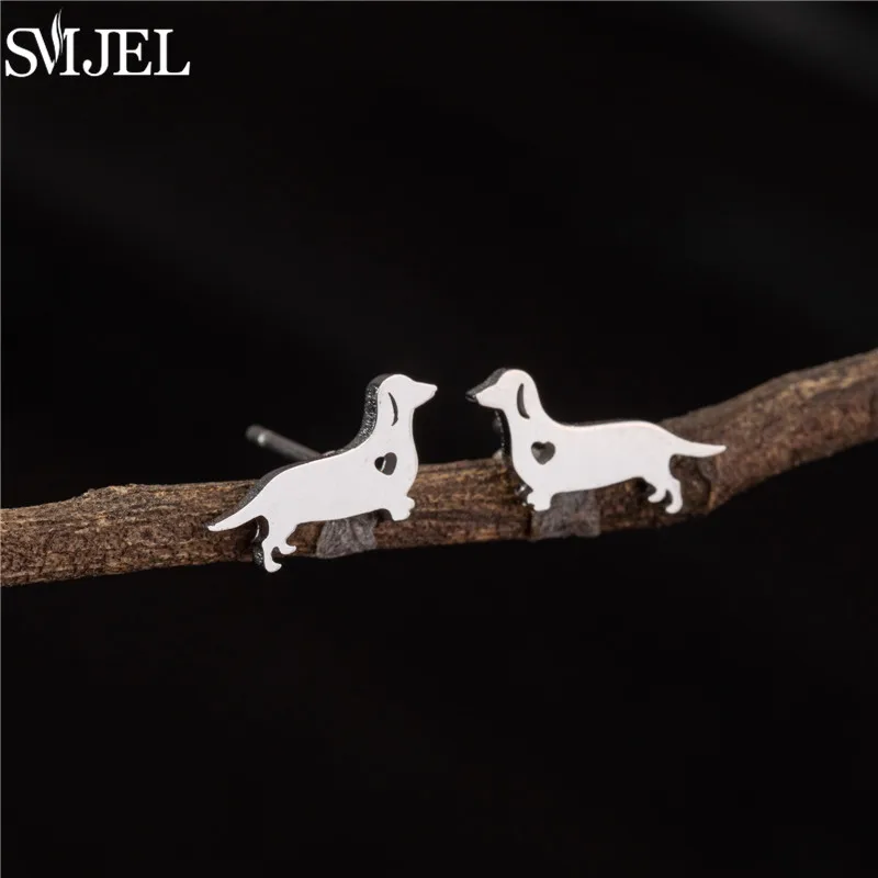 Cartoon Dachshunds Dog Earrings for Women Everday Jewelry Small Stainless Steel Animal Stud Earring Love My Pet Jewelry Gifts