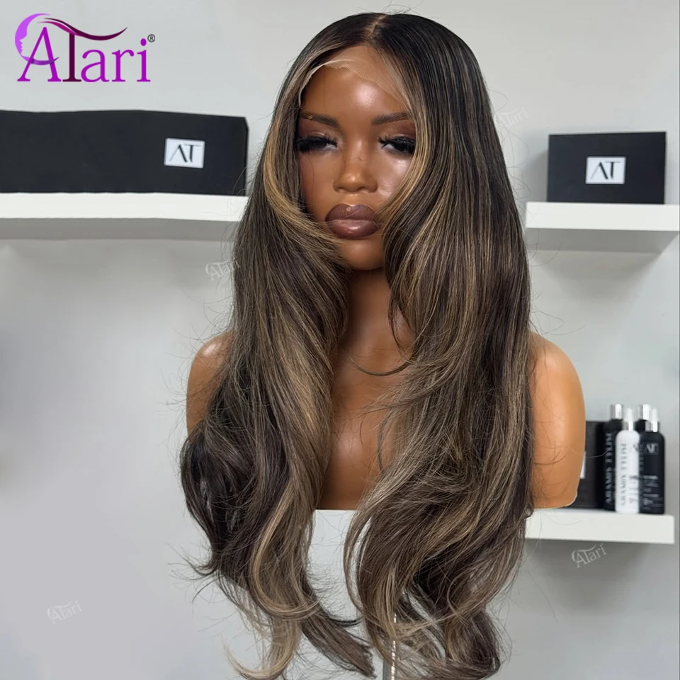 Braune aschgraue 13x4 Lace Front Body Wave brasilianische Perücke transparente Highlight Blonde 13x6 Lace Frontal Echthaar Perücken Pre Pluck – Detail 5