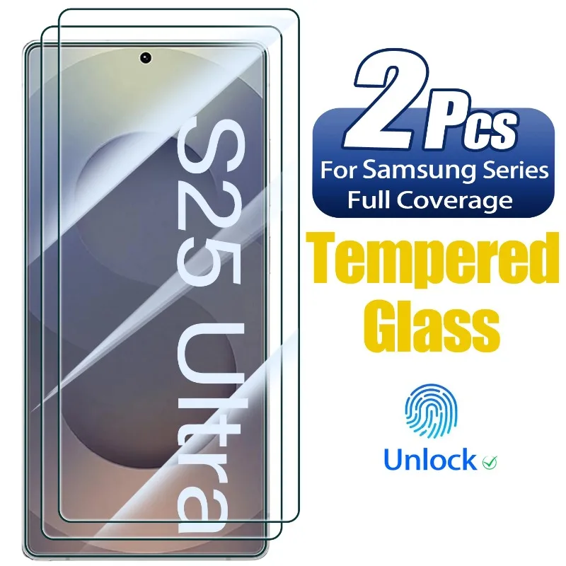 

2PCS Tempered Glass For Samsung Galaxy S24 S25 Ultra S21 S20 FE Screen Protector for Samsung S22 S23 Plus S24+ Protective Film