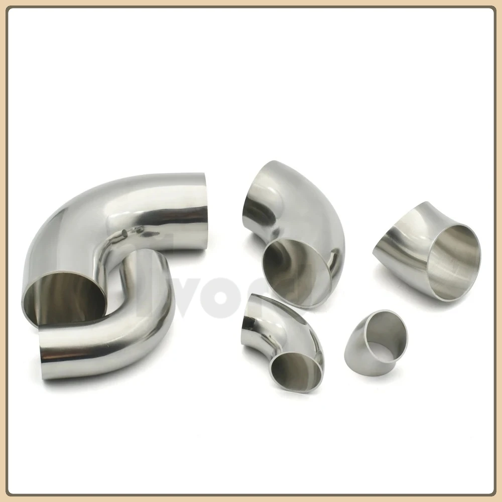 

19mm-102mm 304/316 Stainless Steel Sanitary Grade Welding Extension 90 ° 45 ° Elbow Seamless Welding Pipe Fittings Polished Food