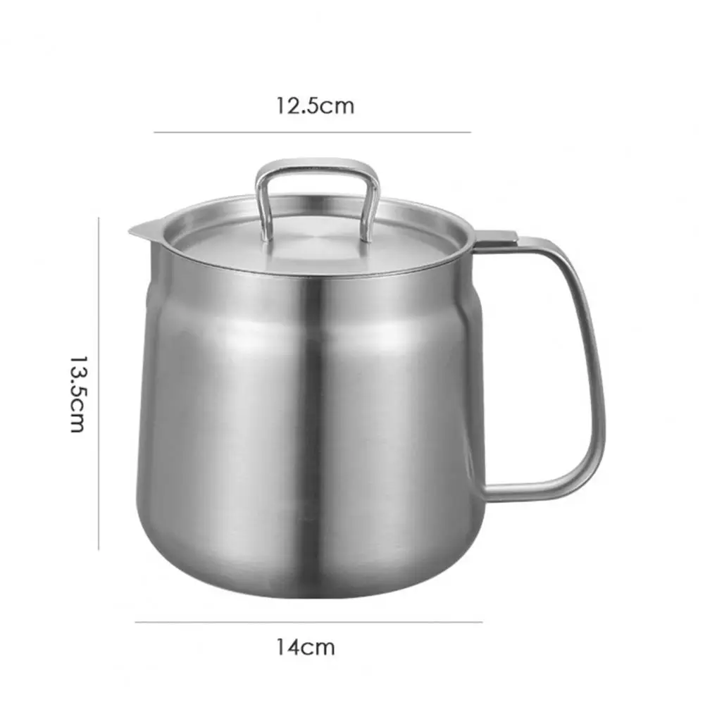 1500/2000ML Oil Filter Can Stainless Steel Pot Oil Filter Vessel Fryer Pan with Fine Mesh Bacon Grease Container Kitchen Cooking