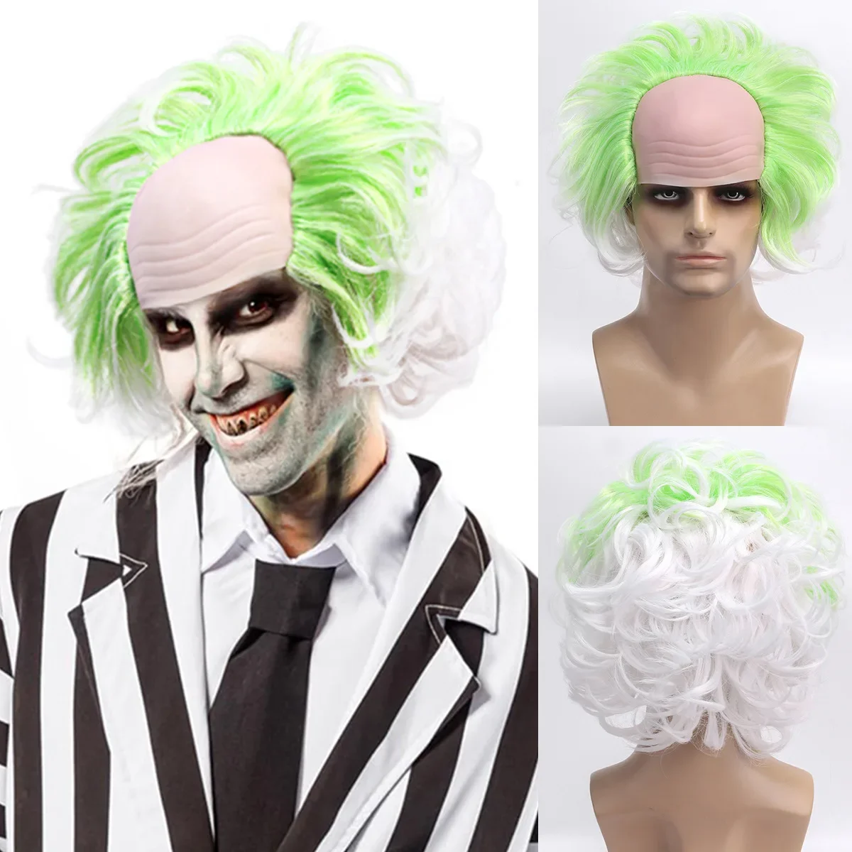 New Beetlejuice Michael Keaton Cosplay Wig Novelty Underworld Mage COS Wig for Women Men Halloween Party Props