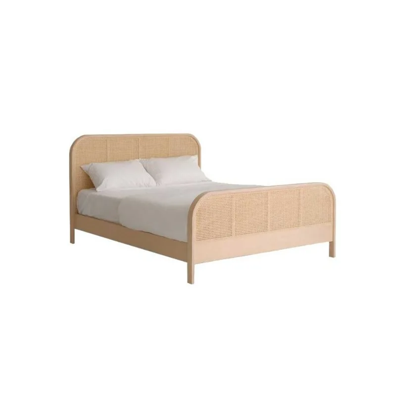 

Solid wood bed rattan double bed B & B hotel rattan bed Nordic furniture
