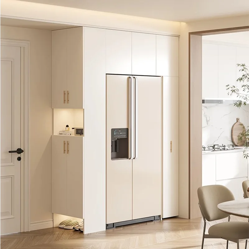 

Edge Cabinet High Cabinet Embedded Refrigerator Cabinet Wine Cabinet Integrated Against The Wall Kitchen Storage Pull Snack