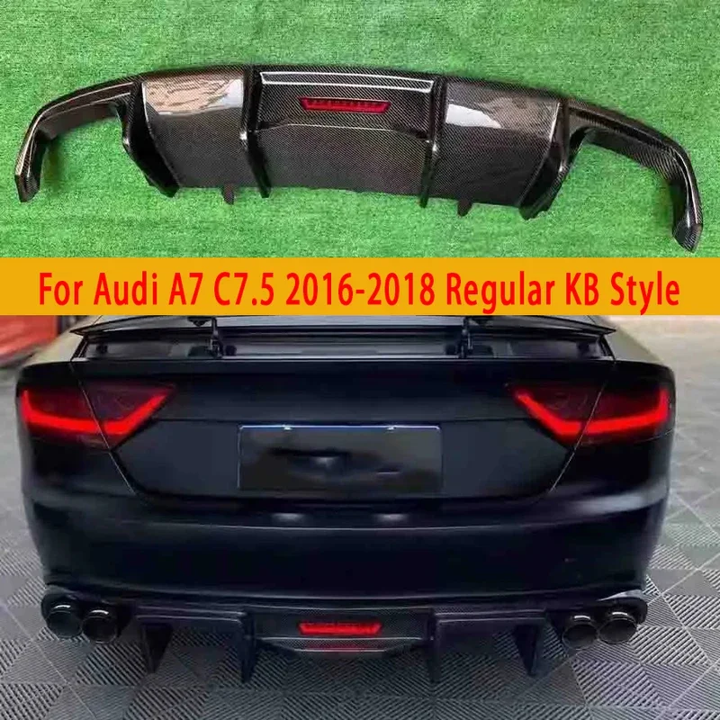 For Audi A7 C7.5 2016-2018 Regular KB Style Carbon Fiber Back lip  Car Bumper Diffuser Rear Splitters Spoiler Car Accessorie