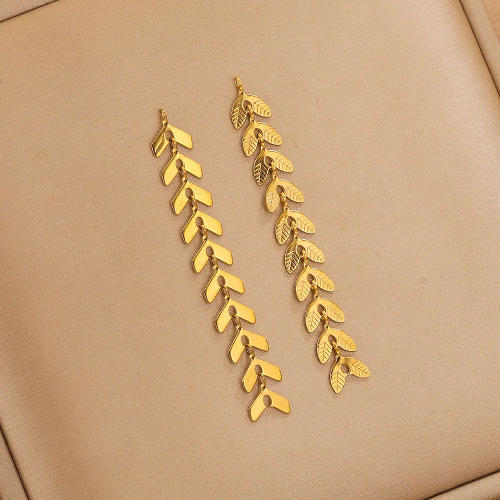 10pcs Stainless Steel Airplane Chain Charms For Jewelry Makings Leafs Dangle Jewelry Earring Making Supplies Accessories Bulk