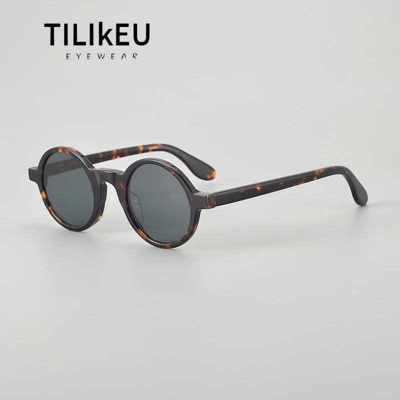 

Vintage Acetate Retro Small Round Sunglasses Men Small Face Designer Unique niche Travel Sunscreen Sunglasses for Women UV400