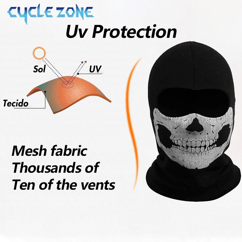 Motorcycle Balaclava Face Mask Bike Full Face Skull Mask Men Hat Ski Cap Anti-UV Windproof Head Neck Warmer Bicycle Helmet Liner