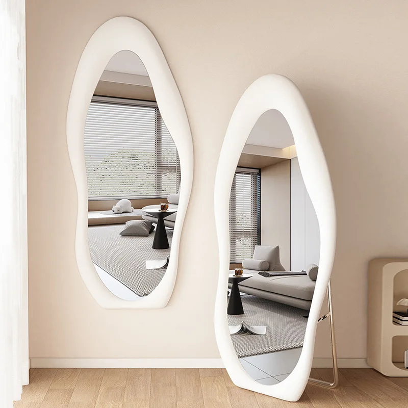 

European modern floor-to-ceiling mirror High full-length mirror Edge fluff frame Living room Bedroom Large mirror