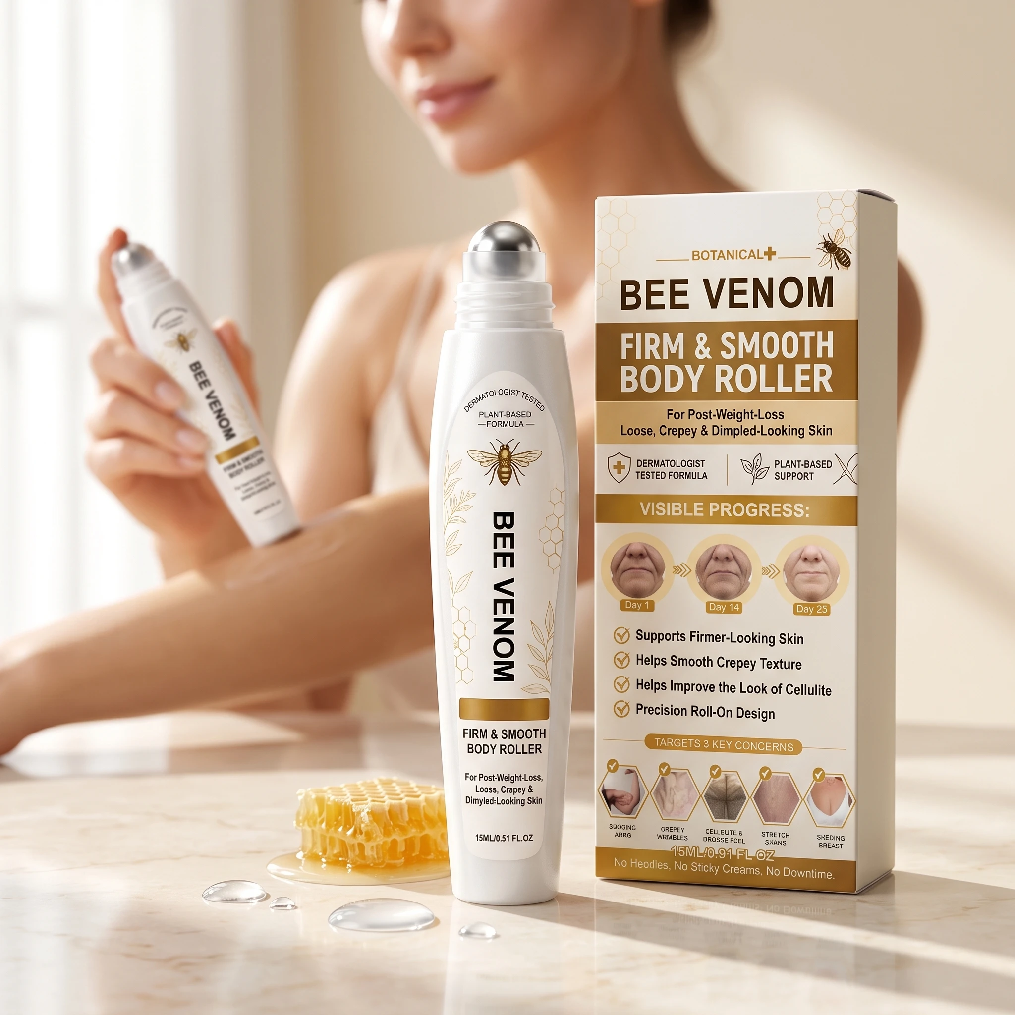 Bee Venom Serum Pen, Brightening Essence Stick, Allantoin Soothing, Glycerin Hydrating, Portable Targeted Facial Care