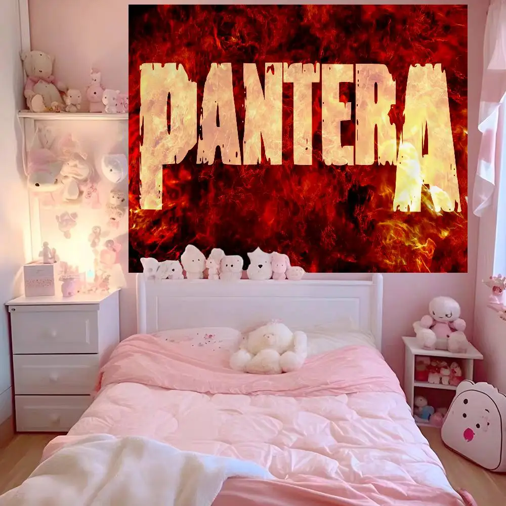 P-Pantera Rock Band Printed Large Wall Tapestry Art Science Fiction Room Home Decor Decor Blanket