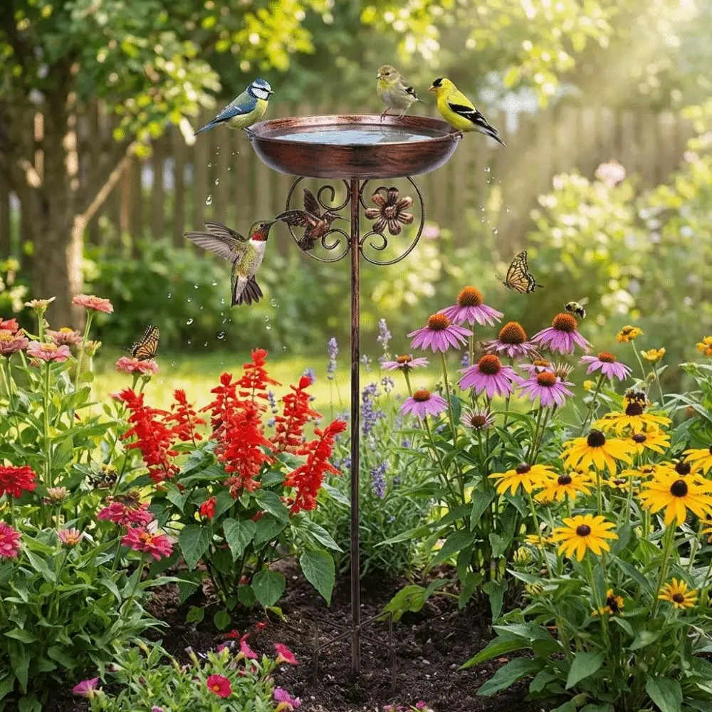 

Чугунная уличная кормушка для птиц с пятилучевым основанием, сверхпрочная металлическая кормушка, устойчивая к ржавчине, для кормления на открытом воздухе, для двора