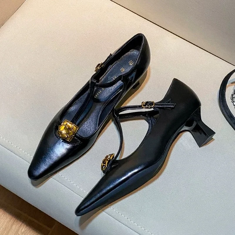 Talons hauts pointus Parker pour femmes, sandales à fleurs à la mode, printemps, été, nouvelles chaussures de fête peu profondes, escarpins pour dames, 2025