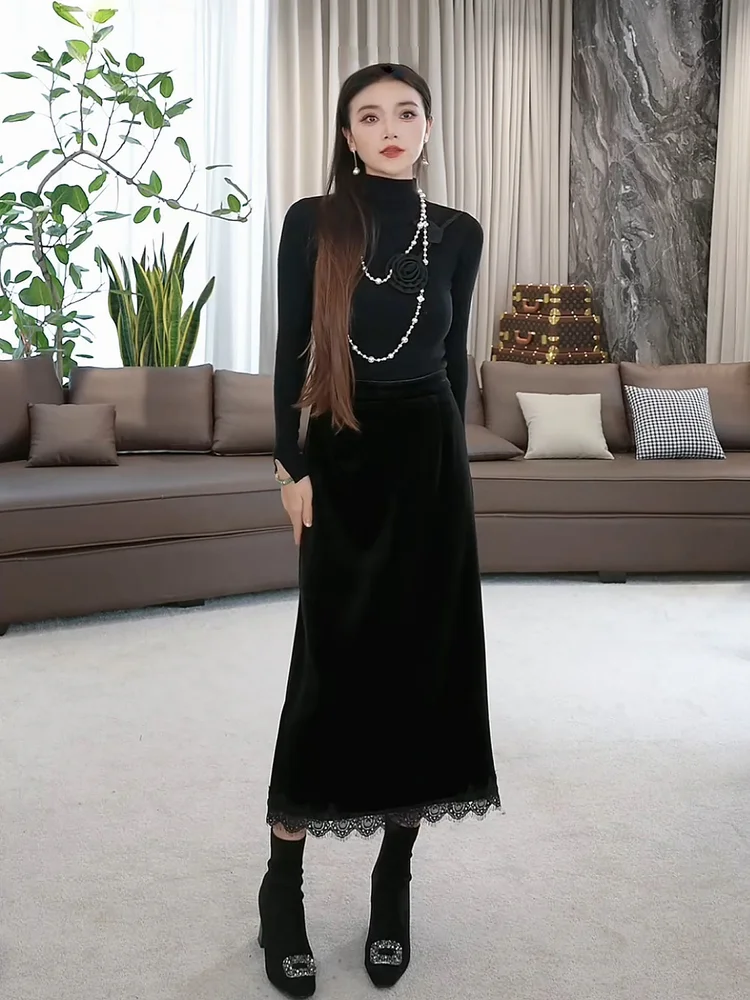 

eila f High Collar Sweater 3D Bla Rose Decorated Autumn Winter New Sle Wearable Inner And Outer Faionable Women's ...