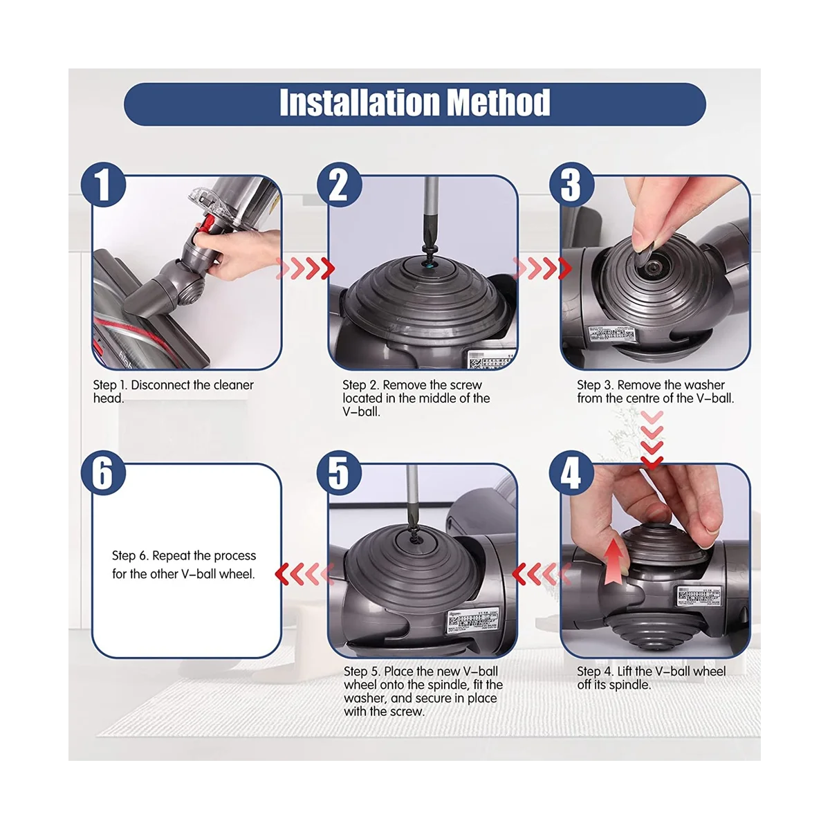 عجلة كروية لاستبدال رأس التنظيف العالي للمكنسة الكهربائية V10 V11 V15 عجلات كروية عالية 100 وات