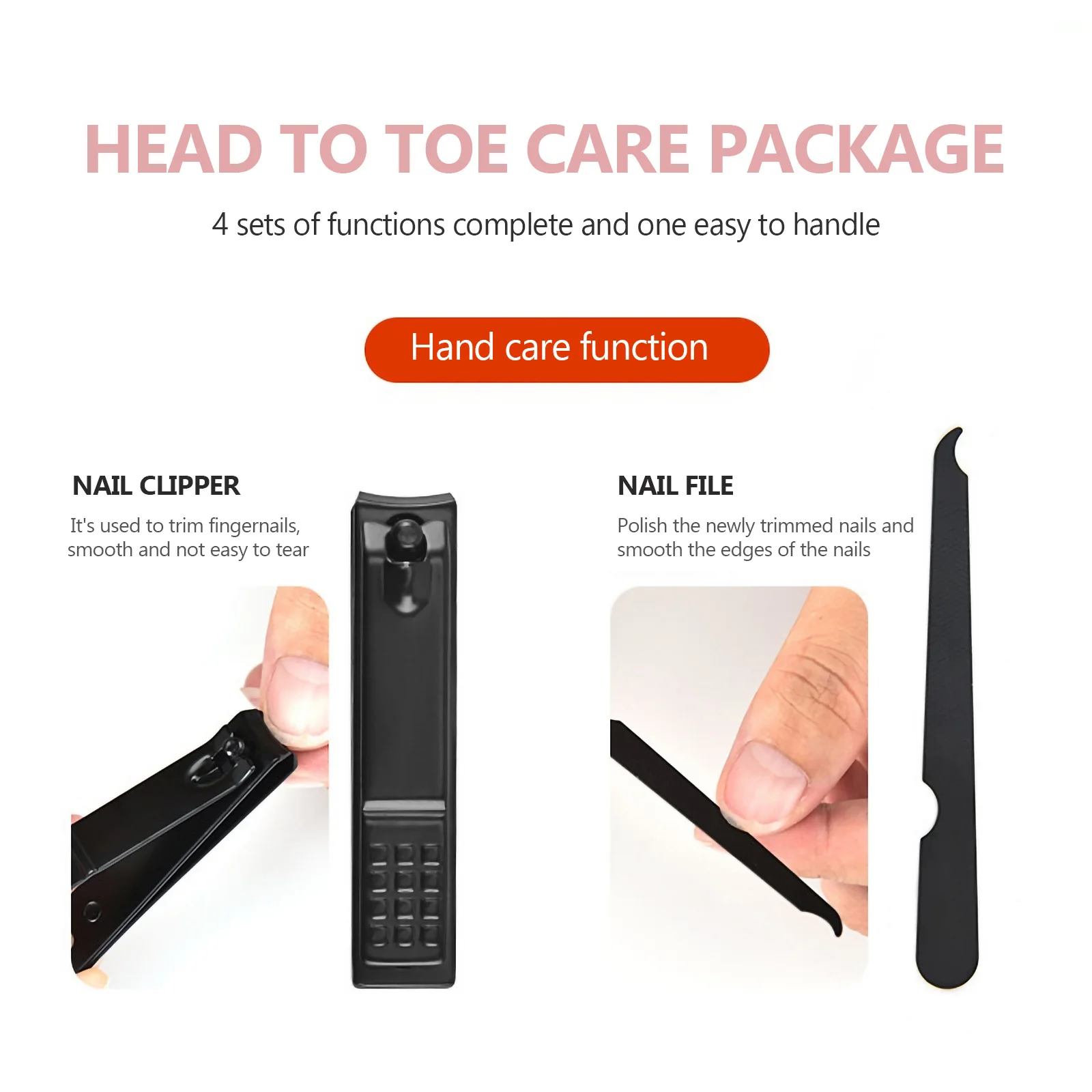 Ensemble de coupe-ongles pour orteils, 8 pièces, poignée antidérapante, en acier au carbone, Kit de voyage Durable pour la maison