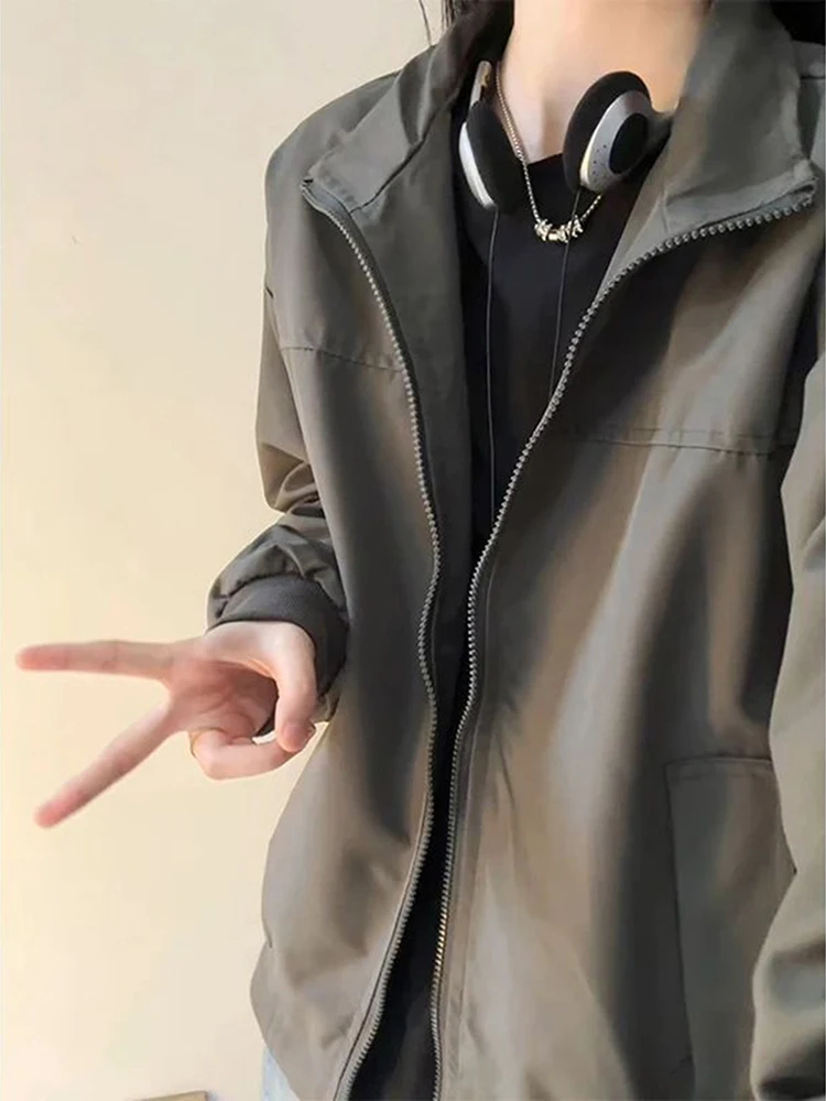 

ay American Retro ort Jaet Men's Spring Autumn Stand Collar Bomber Pilot Jaet Baseball orm Loose Workwear