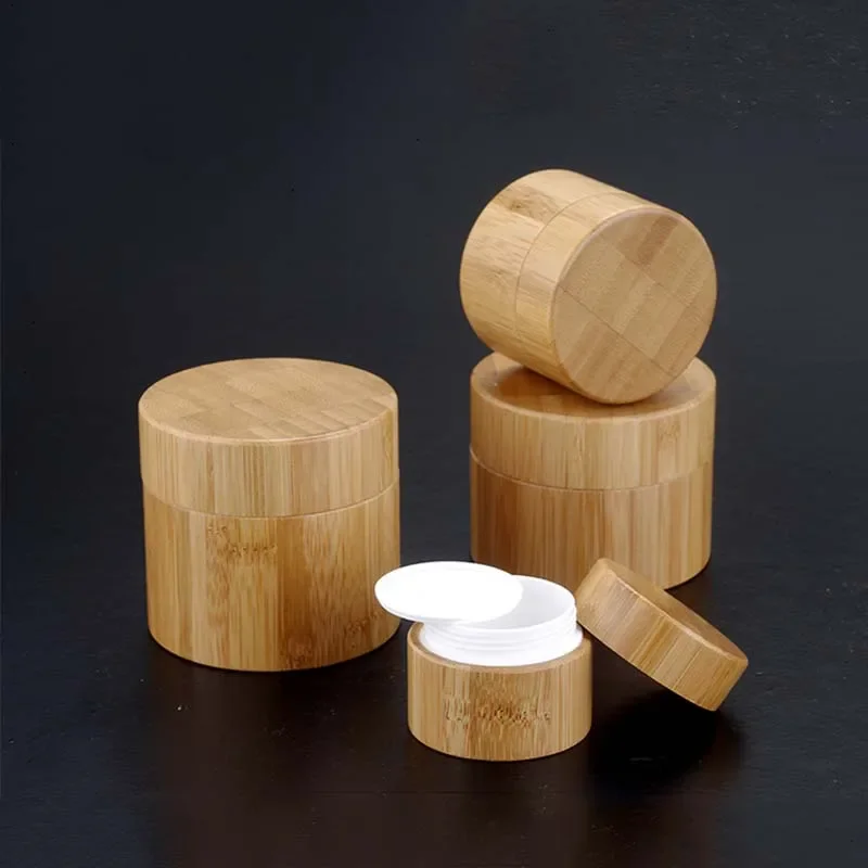 

new design plastic jar with lid bulk Bamboo Covered Plastic Jars eye cream hand cream jar,skin care day night cream jars