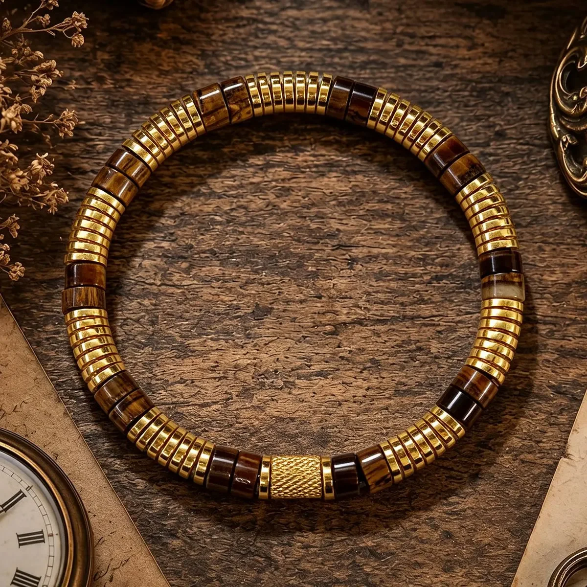 Natural Tiger Eye 8mm Beaded Men's and Women's Bracelet, symbolizing wealth, courage, perseverance,handmade spirit, jewelry gift