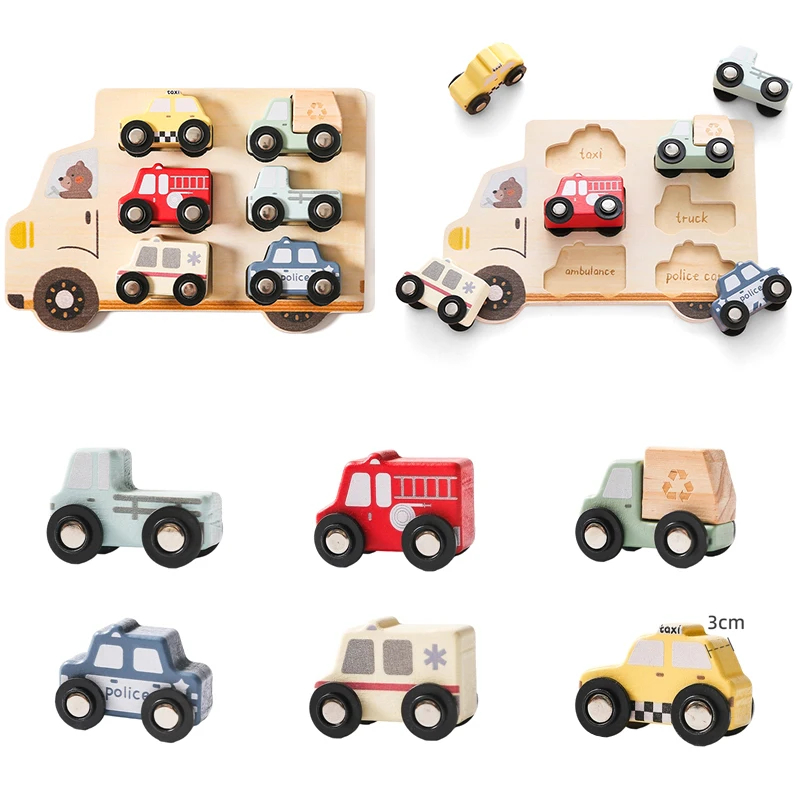 Wooden Jigsaw Puzzle For Babies 3D Traffic Wood Blocks Car Blocks Montessori Education Learning Puzzle Matching Game Baby Gifts