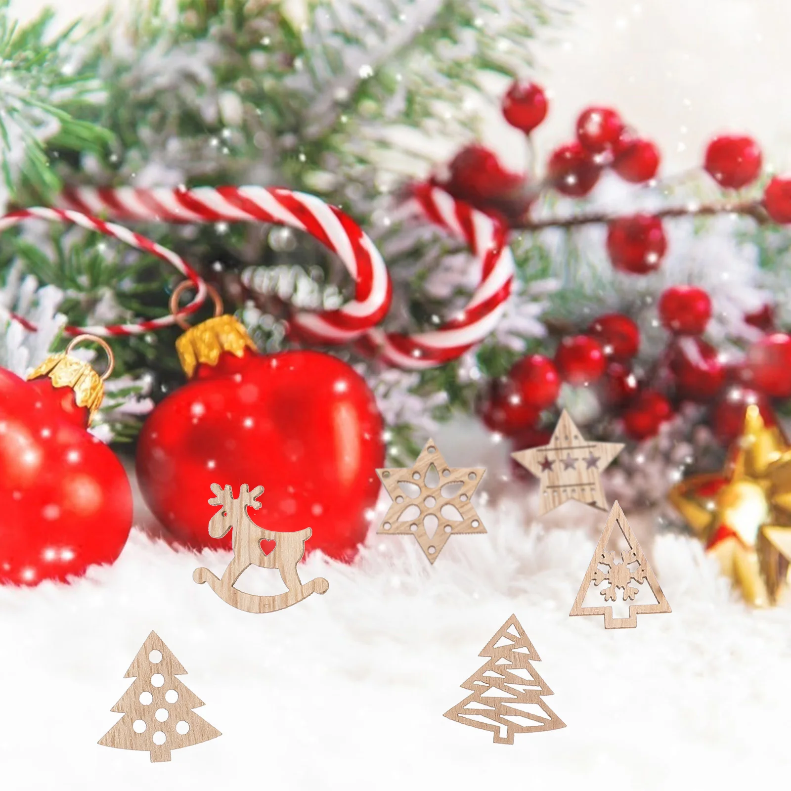 

54 Pcs Christmas Tree Decoration Cutout Ornaments Decorations Crafts Paintable Child