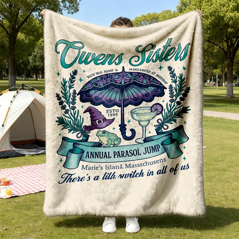 Owens Sisters Witch 2 Sided Flannel Blanket, Annual Parasol Jump Flannel Blanket, Owens House Flannel Blanket