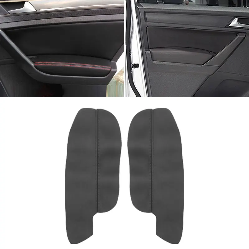 

Microfiber Leather Door Armrest Cover For VW Caddy 2014 2015 2016 2pcs Car Interior Front Door Armrest Panel Skin Cover Trim