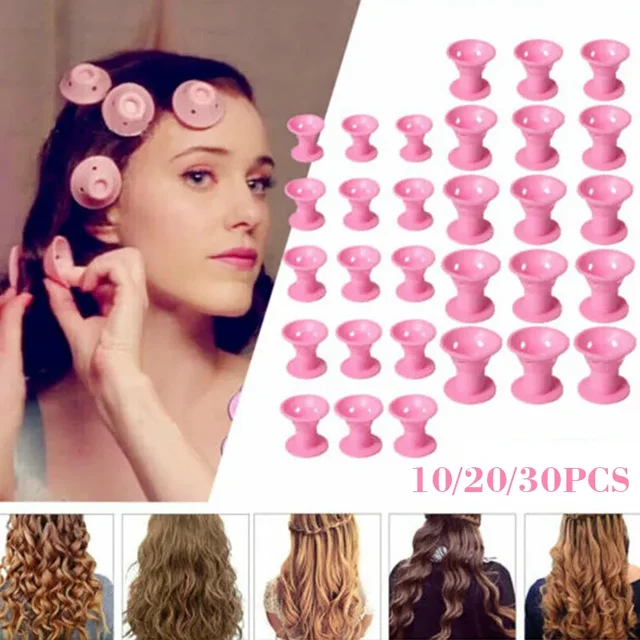 20/juego de rodillos de goma suave para el cuidado del cabello, rizador de pelo de silicona sin calor, sin Clip, rizador de pelo, herramienta de estilismo DIY para rizador
