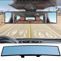 Wide-angle Anti-glare Blue Rearview Mirror Universal Fit 360° Rotates Adjustable Suction Cup Interior Rear View Mirror Car