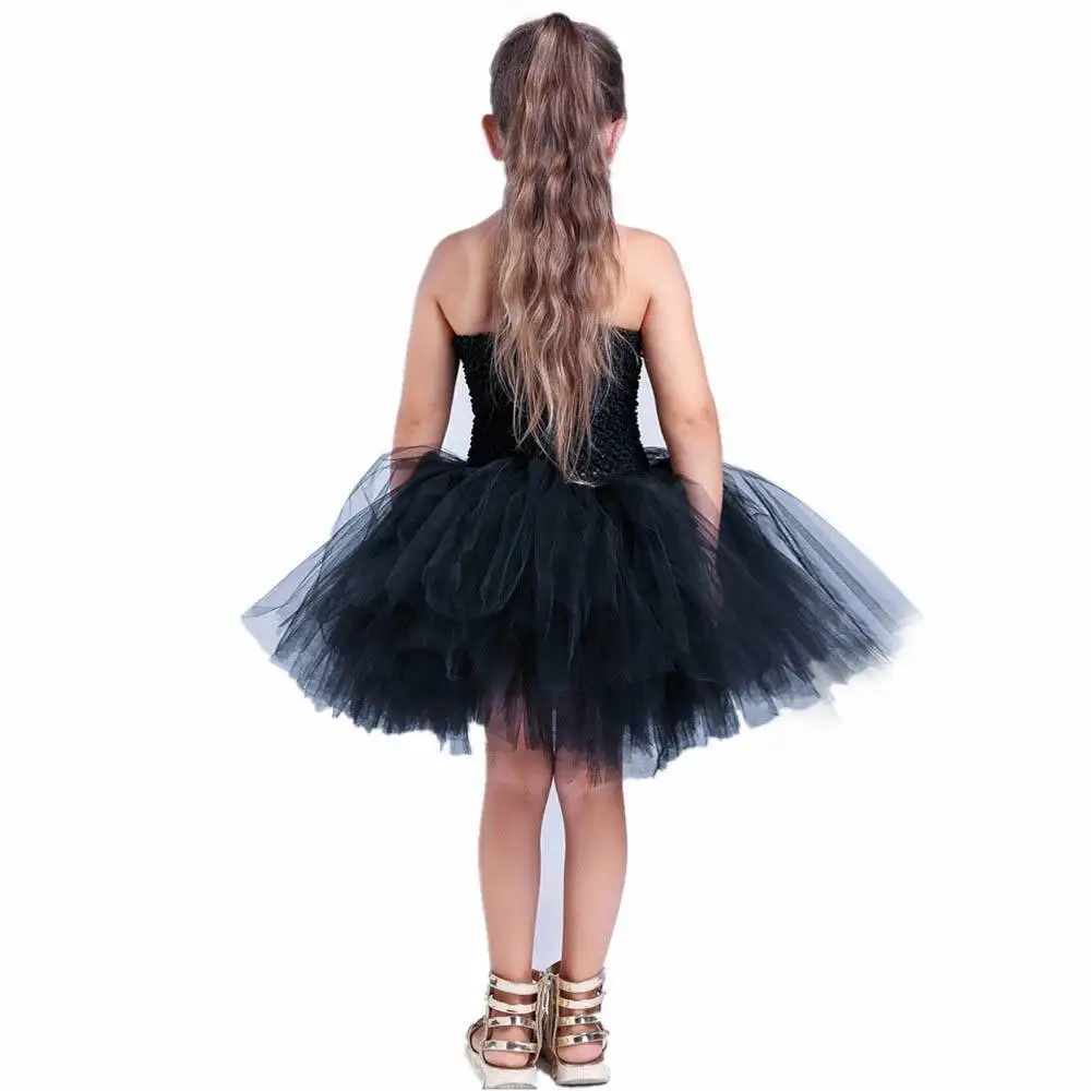 귀여운 검은 고양이 투투 드레스, 아기 소녀 생일 드레스, 유아 어린이 할로윈 의상, 어린이 동물 코스프레 복장, 단색 검정색