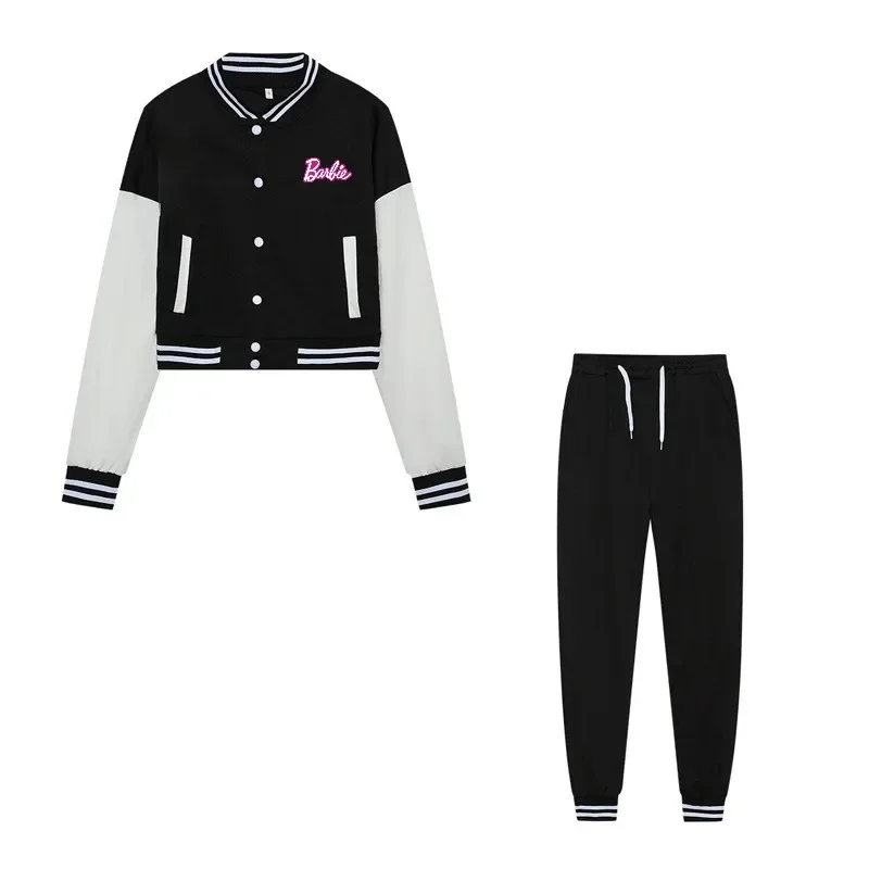 Anime Barbie Baseball Apparel Cartoon Women's Fashion Sports Jacket Cute Girls Long Sleeve Long Pants Kawaii Casual Coat 2 Piece