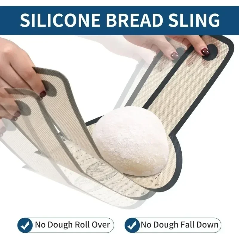 Silicone Bread Sling Mat for Dutch Oven Portable Long Handles Non-Stick Reusable Mat Easy Clean Sourdough Transfer
