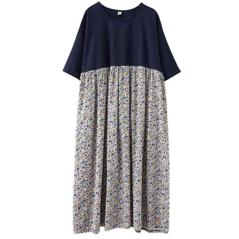 Zomer Nieuwe Plus Size Bloemenprint Maxi Dr Loose Ort Sve Uitlopende Zoom Kleur Blo Sle Plus Size Dames Dr