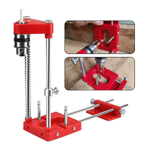 Woodworking Punch Guide Template Tool Base Plastic Hole Drilling Adjustable Drill Locator Alloy Steel Bar