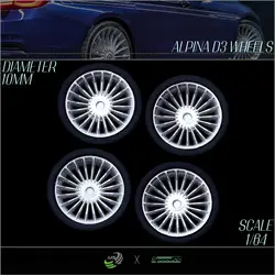 SpeedCG 1/64 Model Car Wheels ALPINA D3 Wheel Refitting Parts Diameter 10mm For Racing Vehicle Toy Luxury Parts Hotwheels Tomica