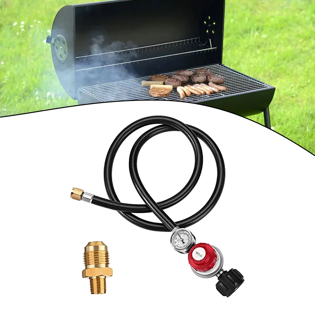 Adjustable 0-30 PSI High Pressure Propane Regulator With 4FT Hose & Gauge For Outdoor Gas Appliances