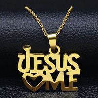 Jesus Love Me Stainless Steel Necklace for Women Men Gold Color Heart Chain Necklaces Jewelry joyas mujer 908-QKC