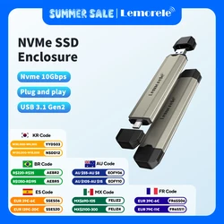 Lemorele SSD M2 Case M.2 NVMe SSD Enclosure Adapter 10Gbps USB 3.1 Gen2 USB C External Enclosure Supports M and B&M Keys