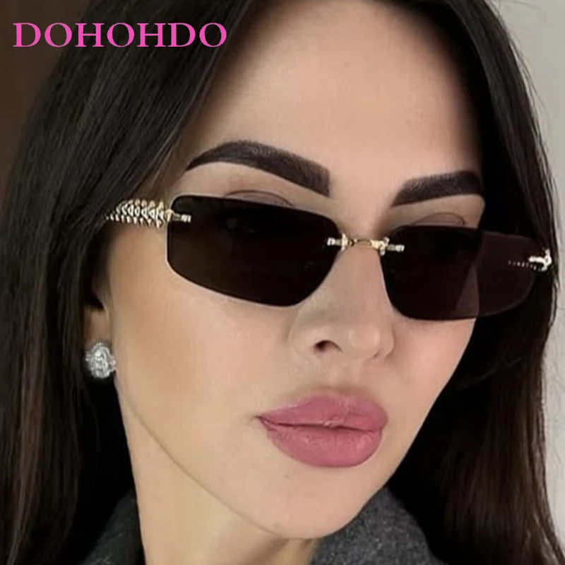 

Trendy Luxury Brand Designer Metal Frameless Square Sunglasses Women Men Travel Driving Shades Female Lentes UV400 Lentes De Sol