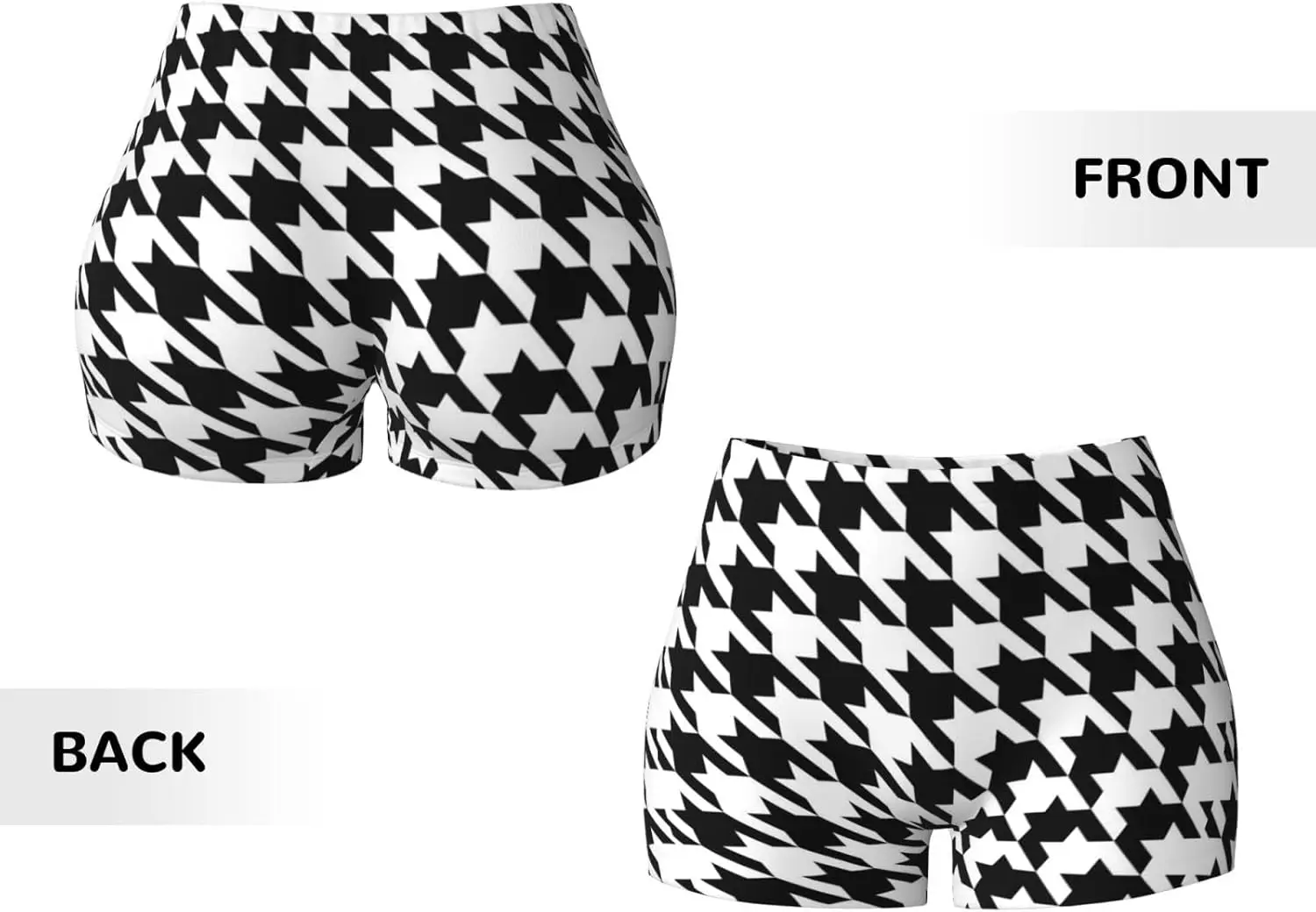 Pantaloncini da allenamento da donna con stampa nera pied de poule Pantaloncini da palestra atletici elastici Yoga estivo a vita alta senza cuciture